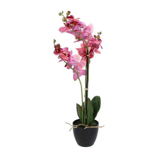 Kopu® Kunstbloem Orchidee 65 cm Lila met zwarte Sierpot - Phalenopsis