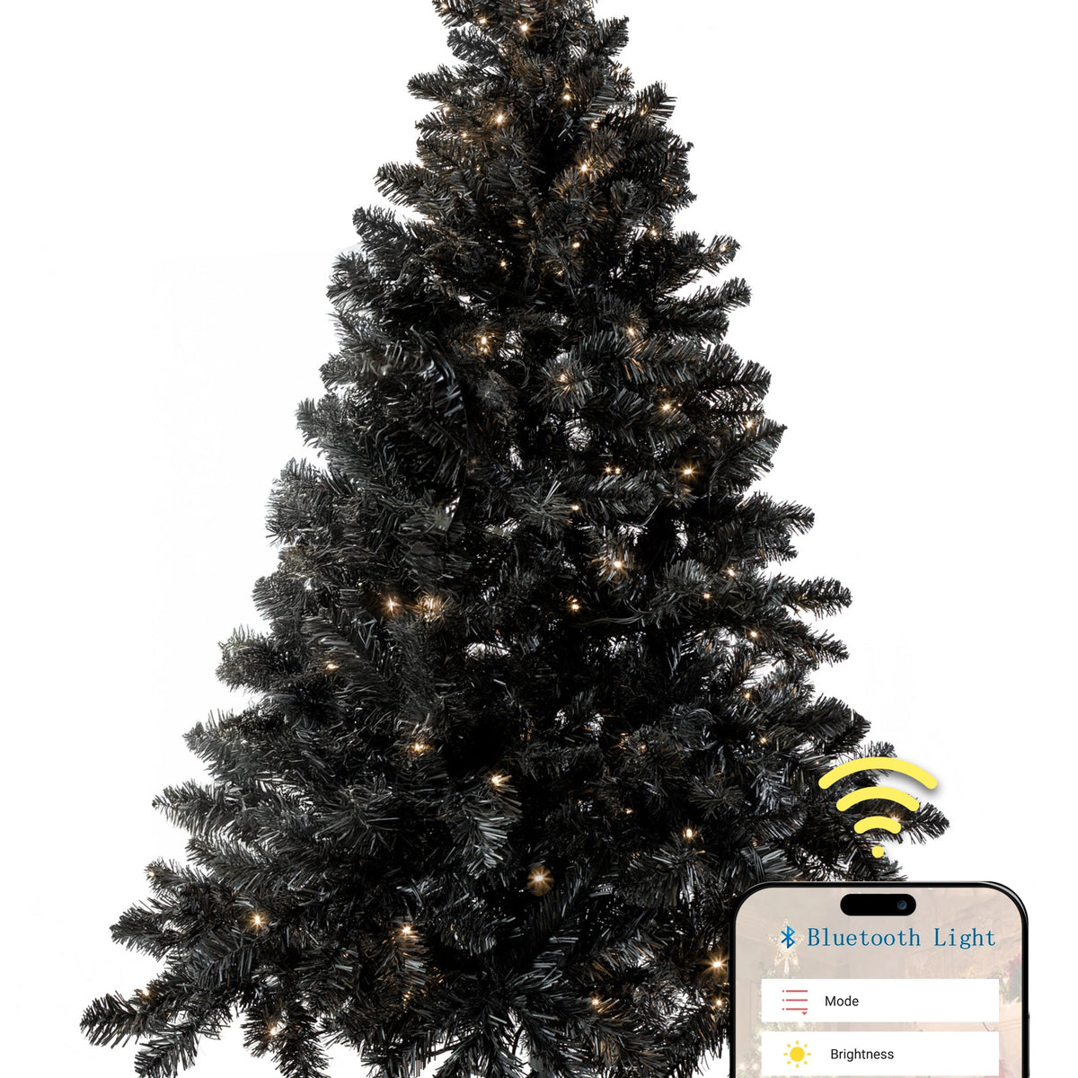Excellent Trees® Stavanger Black 210 cm Zwarte Kerstboom met Verlichting -  500 LED Lampjes
