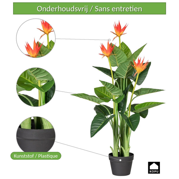 Kopu® Kunstplant Guzmania 105 cm met 3 oranje bloemen - Nepplant