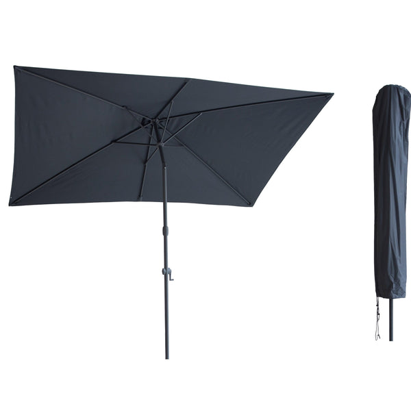Kopu® Sevilla Parasol Rechthoek 200x300 cm met Hoes - Balkonparasol Grijs