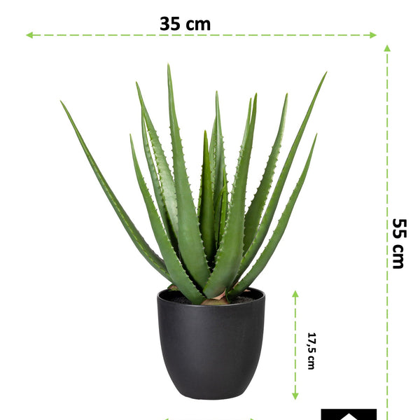 Kopu® Kunstplant Aloe Vera 55 cm in zwarte Bloempot - 17 bladeren
