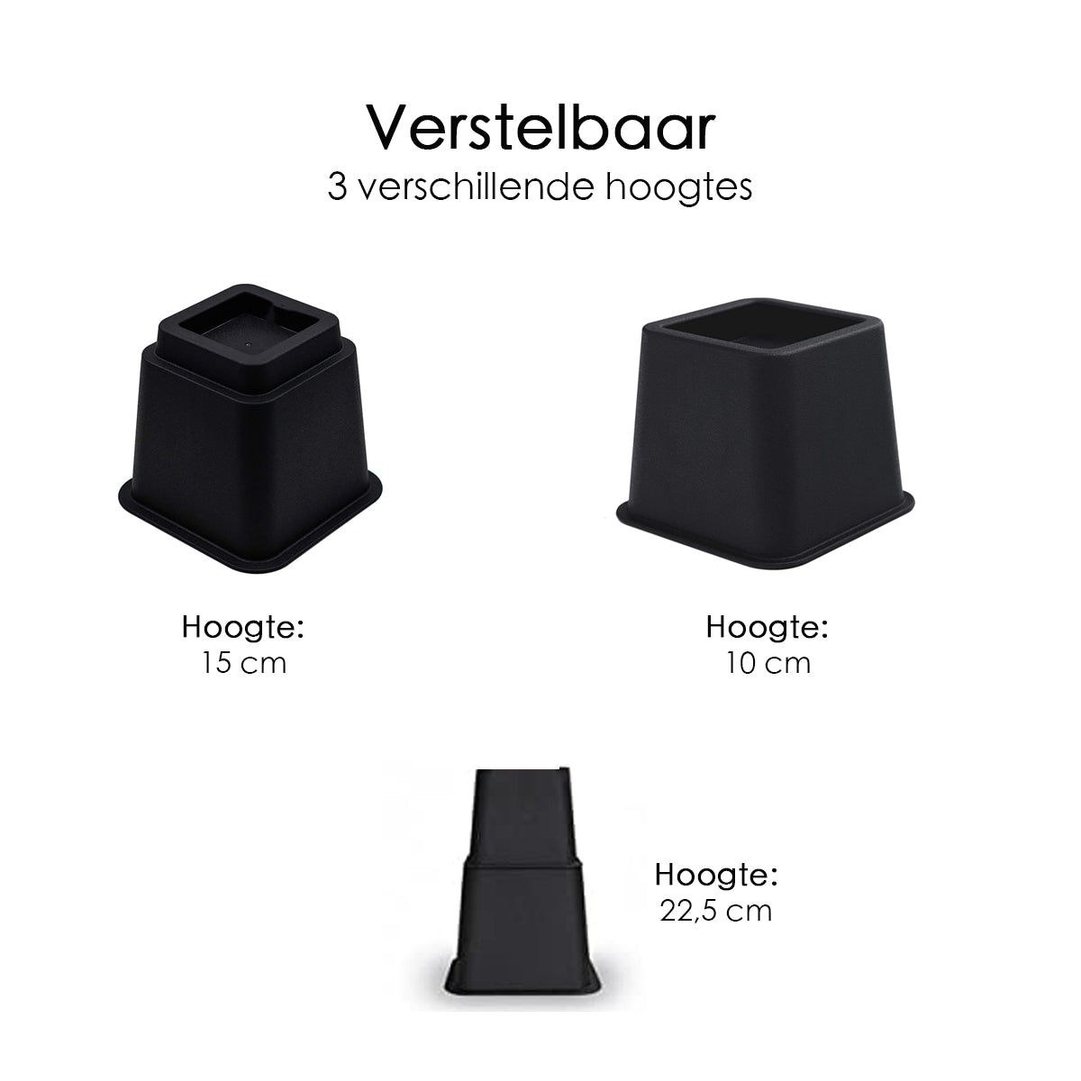 Meubelverhoger Set - Verstelbare Poten - 8 stuks - Zwart