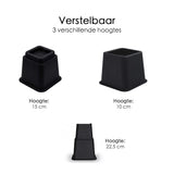 Meubelverhoger Set - Verstelbare Poten - 8 stuks - Zwart