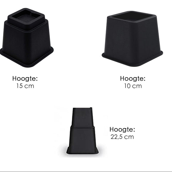 Meubelverhoger Set - Verstelbare Poten - 8 stuks - Zwart