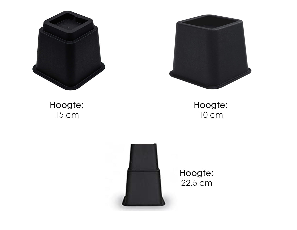 Meubelverhoger Set - Verstelbare Poten - 8 stuks - Zwart