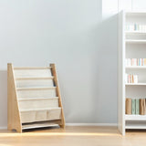 Kinderboekenkast - 76 x 62 x 28 cm - Bruin - Hout met Linnen - Kinderboekenrek - Boekenrek Kinderkamer