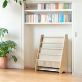 Kinderboekenkast - 76 x 62 x 28 cm - Bruin - Hout met Linnen - Kinderboekenrek - Boekenrek Kinderkamer
