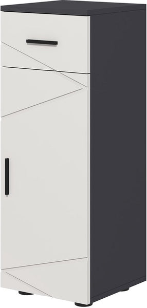 Badkamerkast halfhoog 2 deurskast 30x60x80 cm - Antracietgrijs - Wit