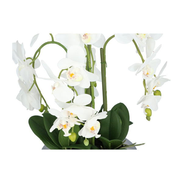 Kopu Kunstplant Orchidee 4 takken 41cm in Zilveren Schaal  - Wit