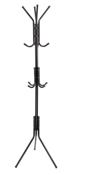 Kapstok Staand – Kledingrek met 12 Haken – Hoogte 172 cm – Staande Kapstok Metaal – Vrijstaande Kapstok – Zwart – Voor Hal, Slaapkamer en Kantoor