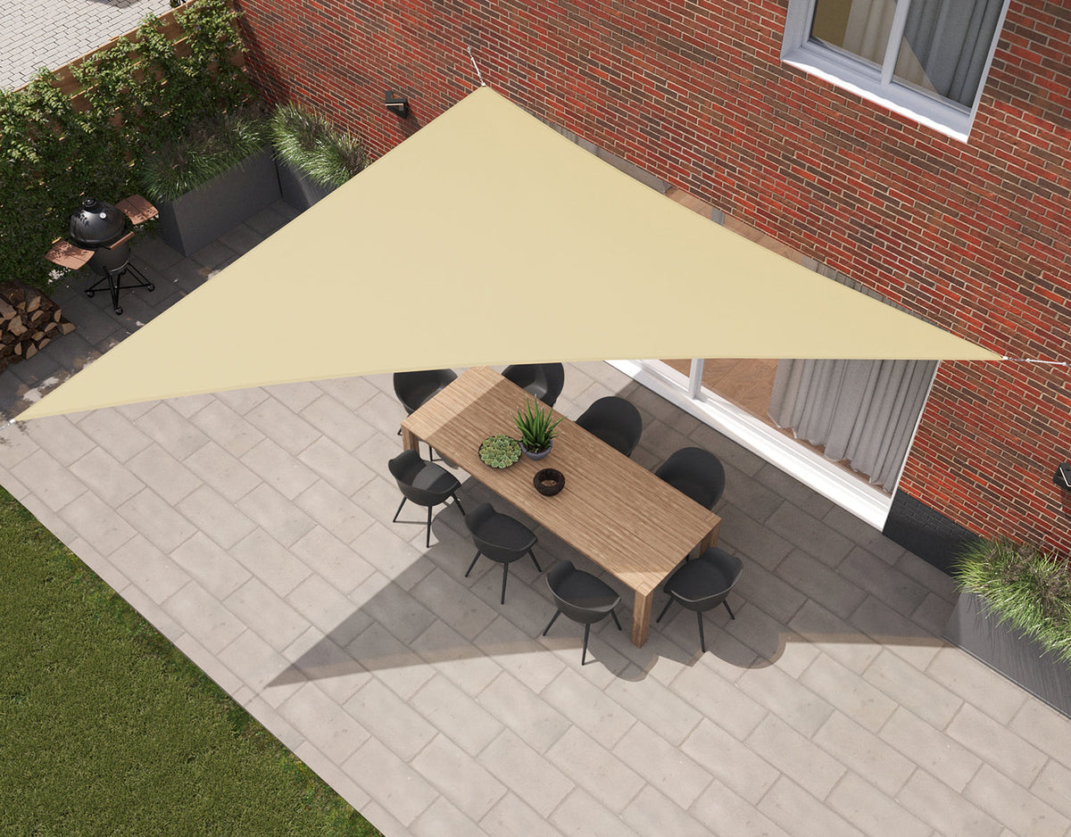 Kopu® Schaduwdoek Driehoek 5x6x7,8 mtr 230 grams Waterdicht - Creme