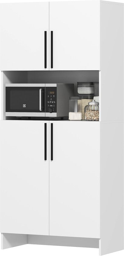 Moderne Keukenkast Voorraadkast Hoog 2 deurs 40x79x175 cm - Wit