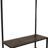 4livingz Stevige Retro Kapstok Bank 42x100x183 cm - zwart/bruin