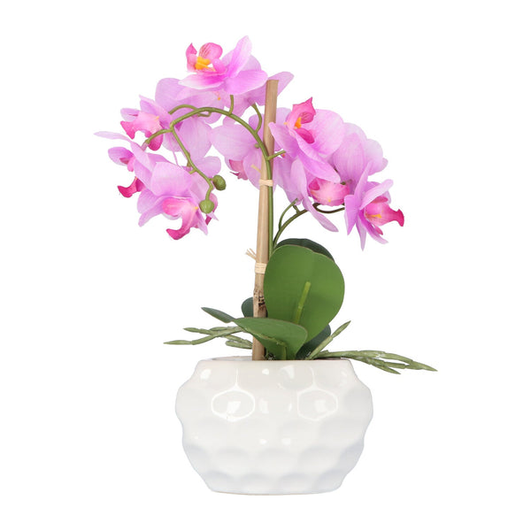 Kopu® Kunstplant Orchidee 33 cm in witte Sierpot 13x9cm - Roze