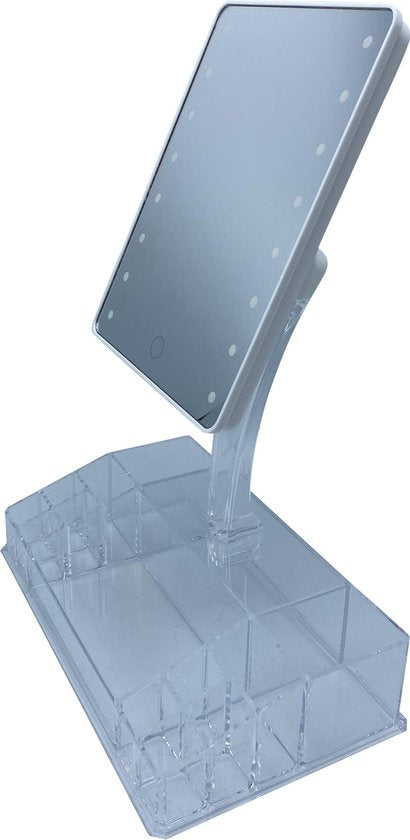 Make-up spiegel met LED en opbergbakjes 28x16x38cm