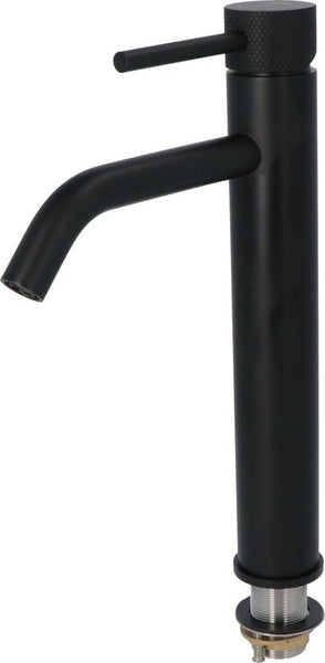 Luzzo® Serru - Messing Wastafelkraan Hoog Diamondgrip - Mat Zwart
