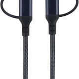 3-in-1 USB Kabel – 1 meter – Snelladen & Dataoverdracht – USB naar USB-C - Lightning – Nylon Gevlochten – Zwart - oplaadkabel Telefoon