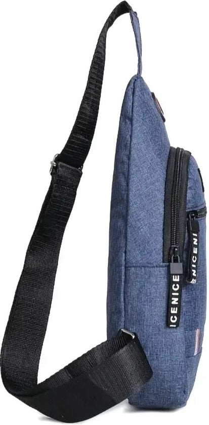 Sasemy - Borsttas Sling Bag Voor Heren - Sling Bag - 2 rits-vakken - Dames - Heren - Blauw #2 - 30 x 16 x 6 - Slingbag - Sbag - Schoudertas - Rugzak - Crossbody bag - Vaderdag Cadeau - Verjaardag Cadeau