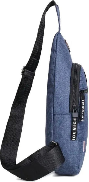 Sasemy - Borsttas Sling Bag Voor Heren - Sling Bag - 2 rits-vakken - Dames - Heren - Blauw #2 - 30 x 16 x 6 - Slingbag - Sbag - Schoudertas - Rugzak - Crossbody bag - Vaderdag Cadeau - Verjaardag Cadeau