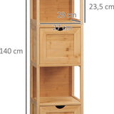 4goodz Bamboe Badkamerkast - Kolomkast 2 lades en plank 140 cm - Bruin