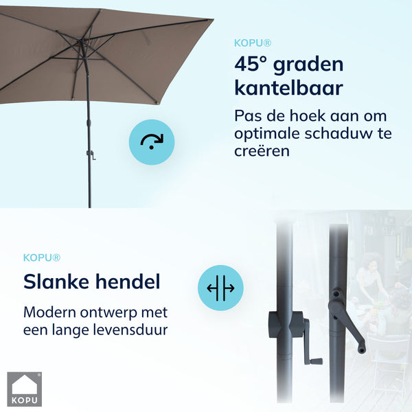 Kopu® Sevilla Parasol Rechthoek 200x300 cm met Hoes - Balkonparasol Taupe