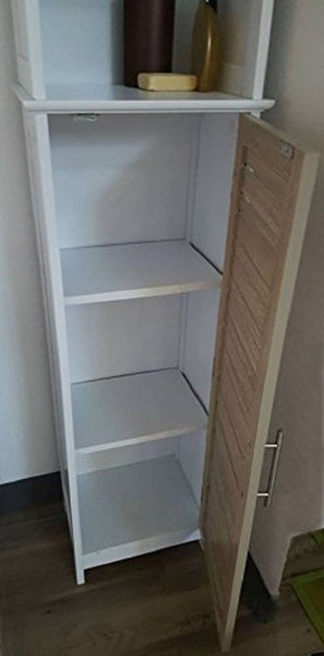 Badkamerkast Stockholm met deur en 6 planken 35x26x173 cm - Wit/Bruin