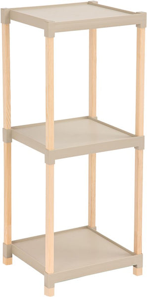 Fixwood Houten Modulaire Opbergrek – Massief Hout & Kunststof – Badkamerrek, Keukenrek of Plantenrek – 72 cm Hoog – Beige-Naturel