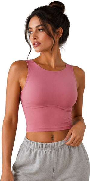 SparkNine Supportflex Sporttop met Built-in Bra - uitneembare pads - XL - roze - sport bh - met hoge ondersteuning - cropped
