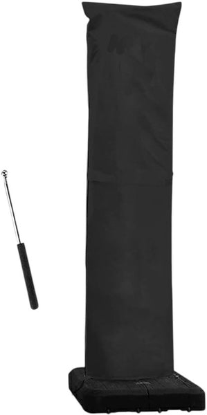 Parasolhoes Zweefparasol Waterafstotend 250 x 55 cm – Parasol Beschermhoes met Rits, Stok & Trekkoord – UV-bestendige Hoes voor Staande en Zweefparasol – Weerbestendige Tuinmeubel Bescherming Zwart