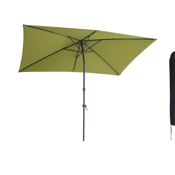 Kopu® Sevilla Parasol Rechthoek 200x300 cm met Hoes - Balkonparasol Olijfgroen