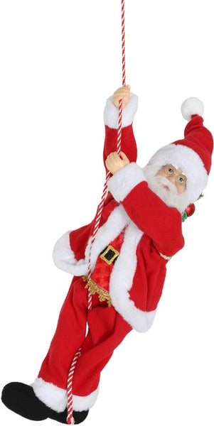 Zingende en Klimmende Kerstman met Touw - Geluidsfunctie - Binnengebruik