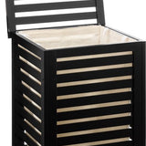 Zwarte Bamboe wasmand 65 Ltr met deksel en waszak 40x40x58 cm - Zwart