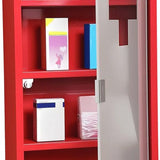 4goodz Medicijnkastje EHBO-kastje met slot RVS 12x30x60 cm - Rood