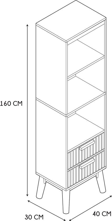 Badkamerkast Klaus - Kolomkast Hoog met Panelen design 30x40x160 cm - Bruin