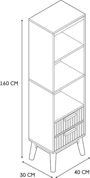 Badkamerkast Klaus - Kolomkast Hoog met Panelen design 30x40x160 cm - Bruin