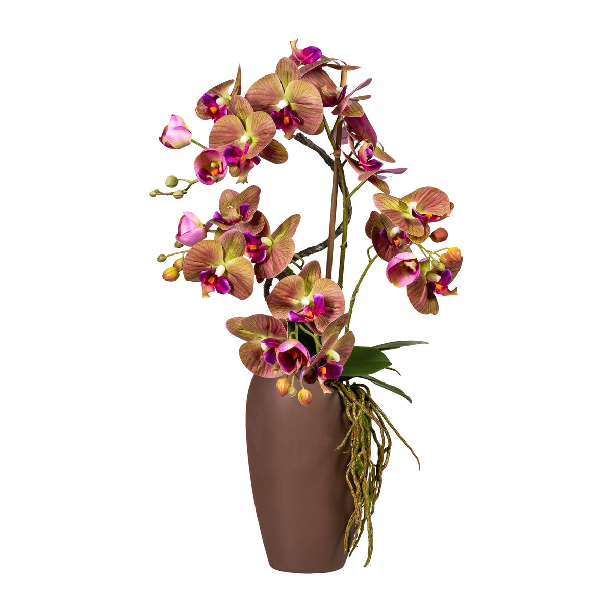 Kopu® Kunstbloem Orchidee 70 cm Paars in bruine Vaas - Phalenopsis