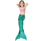 Zeemeerminstaart met bikini verkleed set Schubben Groen Metallic