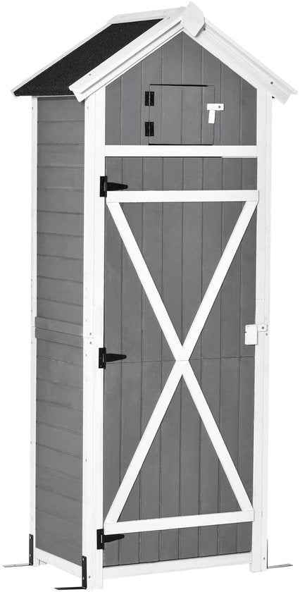Gelakt Houten Tuinkast Berging 182cm - Grijs