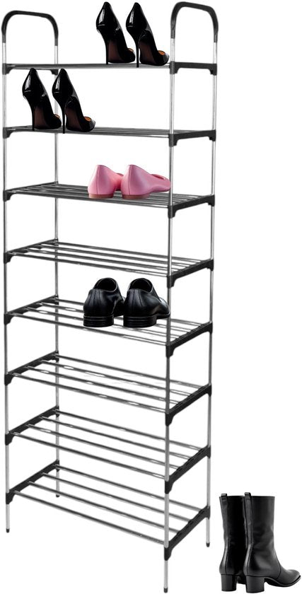 Schoenenrek met 8 Lagen – Ruimte voor 40 Paar Schoenen – Stevig Ontwerp van Metaal en Kunststof – Ruimtebesparend en Modern