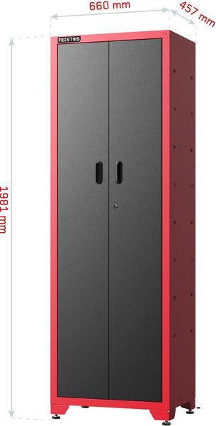Feistos Gereedschapskast Juno Solo- 46x66x198 cm - Zwart/Rood