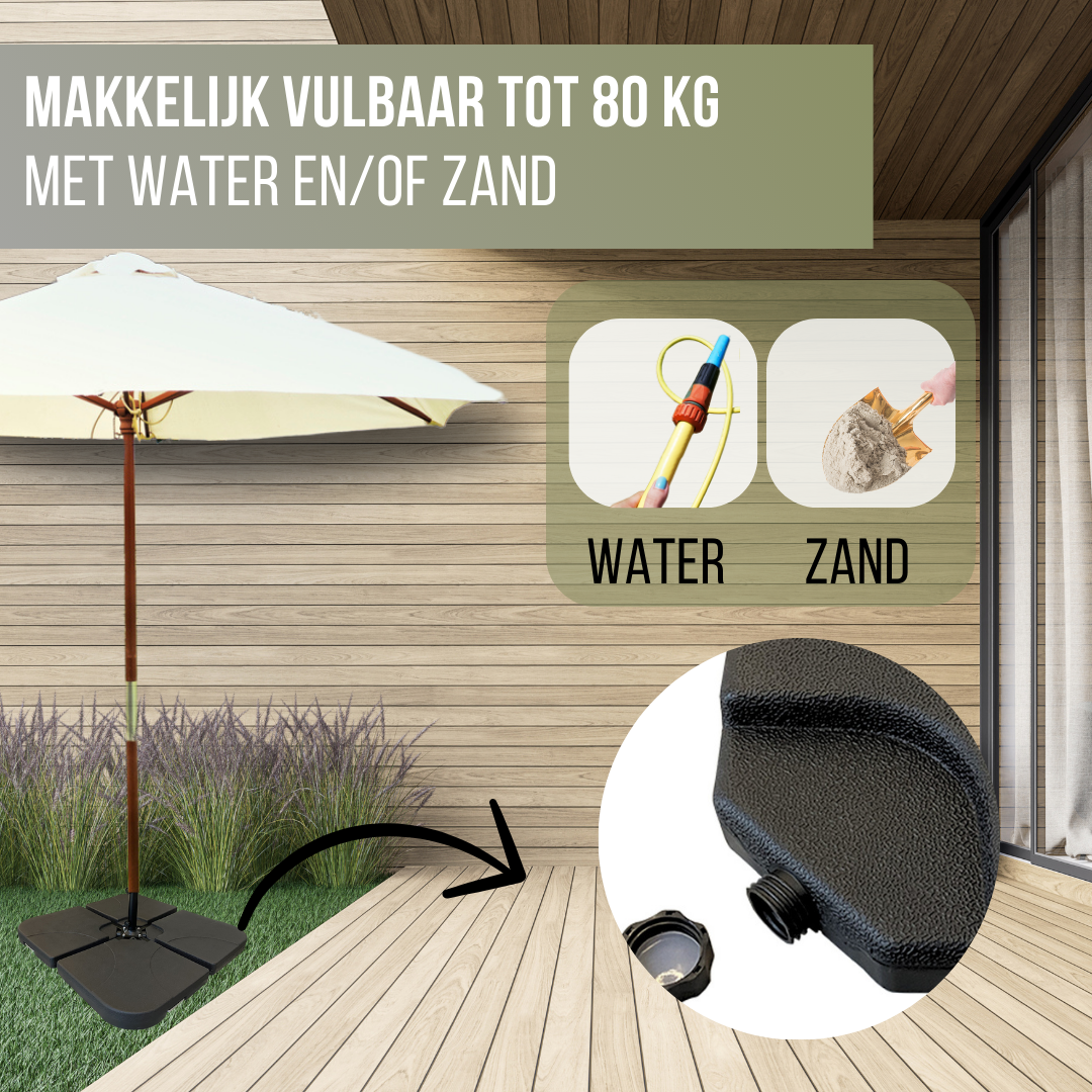Verzwaringsset Parasolvoet voor Zweefparasols - Vulbaar tot 80 KG