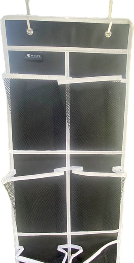 Schoenenkast Hangend - Schoenenzak 12 vakken - Opbergen van Schoenen aan Deur - Schoenenzak Wit-Zwart - Oplossing voor rondslingerende schoenen - Hoogwaardige Schoenenkast