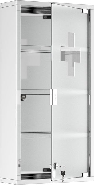 4goodz Medicijnkastje EHBO-kastje met slot RVS 12x30x60 cm