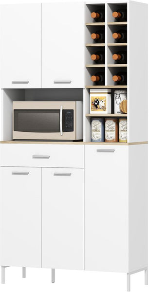 Keukenkast Scandinavisch Design met Glazen Deuren - Wit