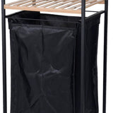 Staande Wasmand 33x34x79 cm 50 liter - zwart/bamboe