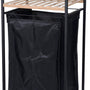 Staande Wasmand 33x34x79 cm 50 liter - zwart/bamboe