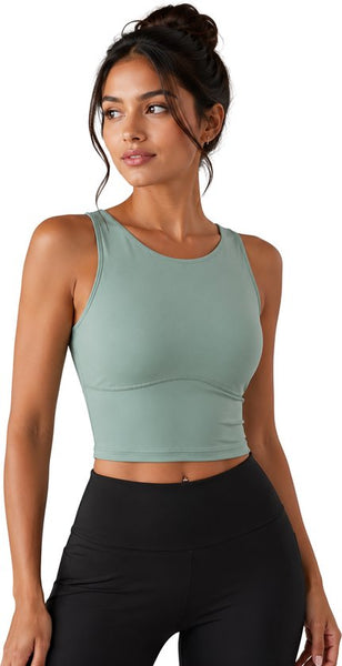 SparkNine Supportflex Sporttop met Built-in Bra - uitneembare pads - XL - groen - sport bh - met hoge ondersteuning - cropped