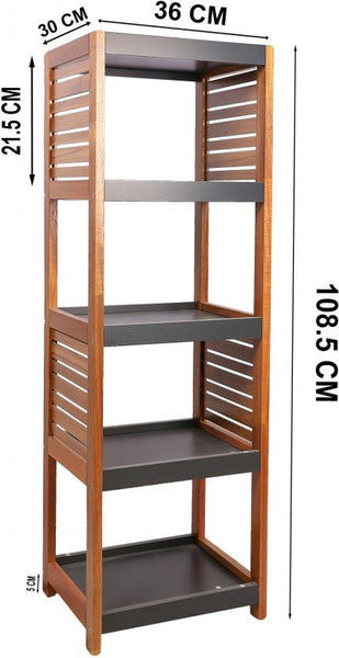 4goodz Badkamerkast Acaciahout halfhoog 5 planken - 30x36.5x108 cm