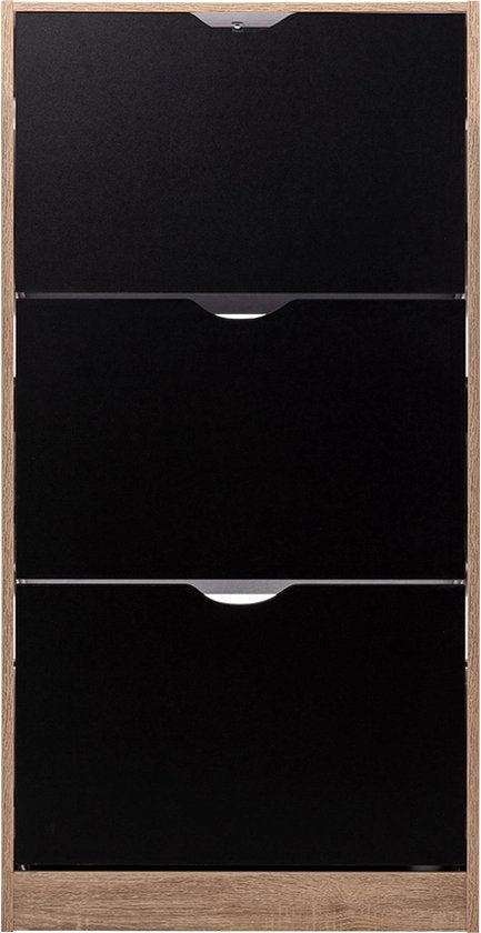 5five Schoenenkast 3 lades 60x24x118 cm voor 18 paar - bruin/zwart