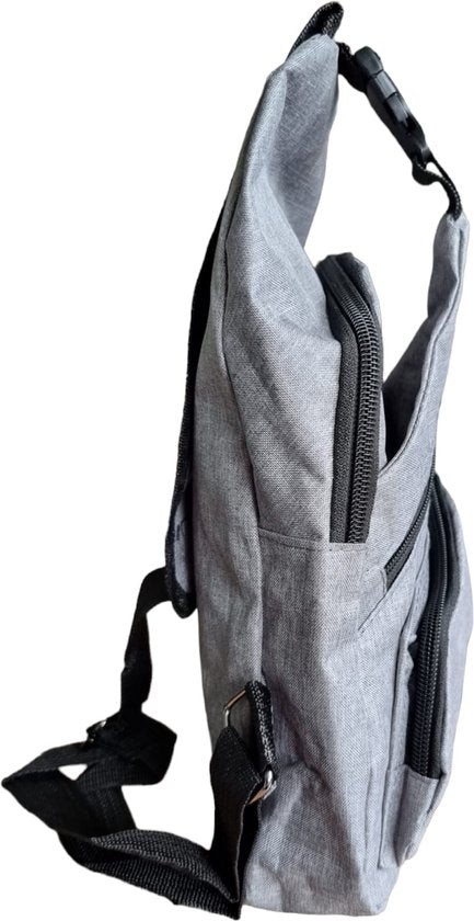 Sasemy - Borsttas Sling Bag Voor Heren - Sling Bag - 3 rits-vakken - Dames - Heren - Grijs #7 - 30 x 16 x 6 - Slingbag - Sbag - Schoudertas - Rugzak - Crossbody bag - Vaderdag Cadeau - Verjaardag Cadeau - Sinterklaas Cadeau - Kerst Cadeau